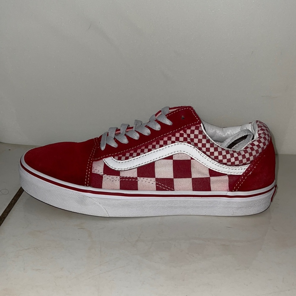 Red Checkered Vans Woman’s size 9.5 Men’s size 8
